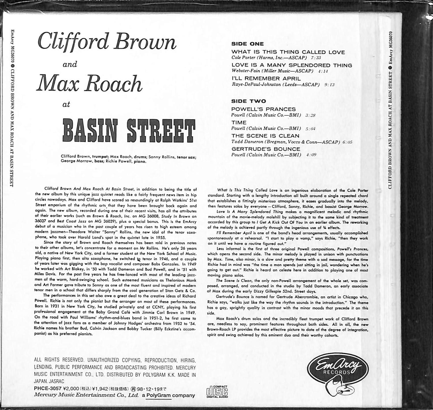 Clifford Brown And Max Roach At Basin Street