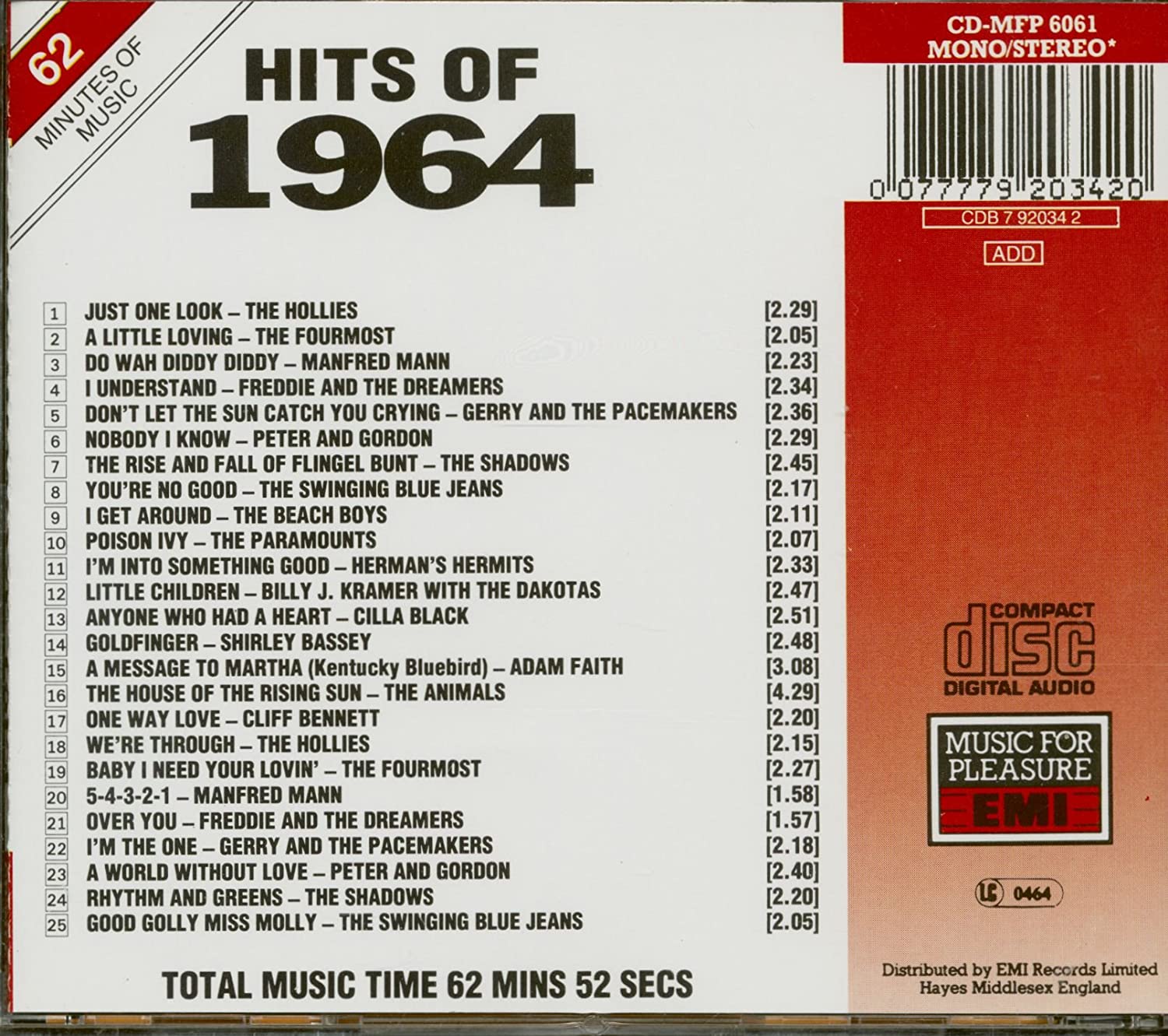 Hollies, Fourmost, Manfred Mann, Swinging Blue Jeans, Paramounts..