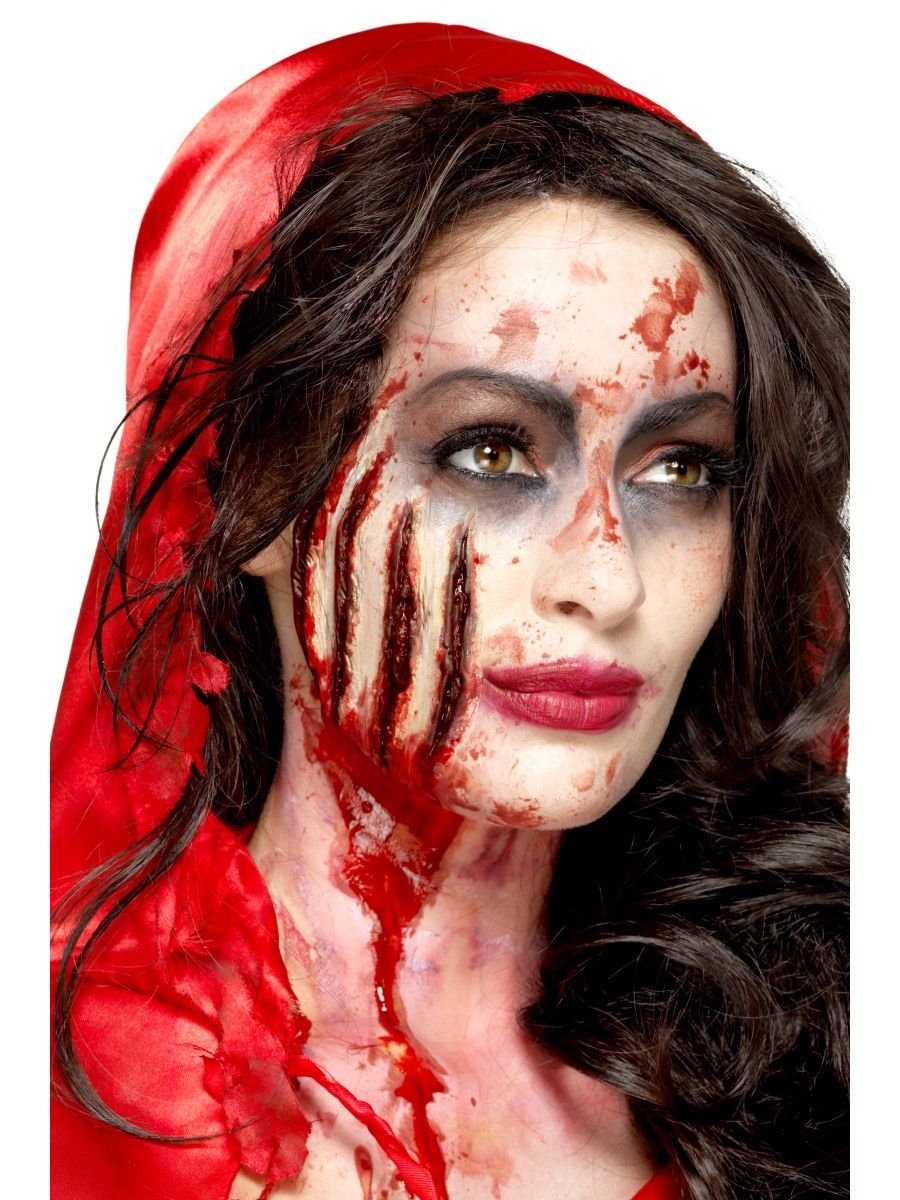 Smiffys Smiffys Make-Up FX, Latex Claw Wound Scar, Red