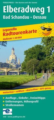 Elberadweg 1, Bad Schandau - Dessau: Leporello Radtourenkarte mit Ausflugszielen, Einkehr- & Freizeittipps, wetterfest, reissfest, abwischbar, GPS-genau. 1:50000 (Leporello Radtourenkarte: LEP-RK
