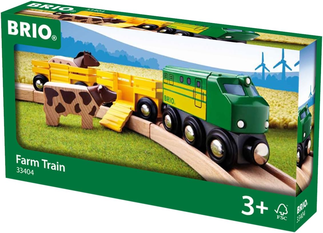 BRIO World Farm Engine Train Toy for Kids Age 3 Years Up - Wooden Railway Add On Accessories