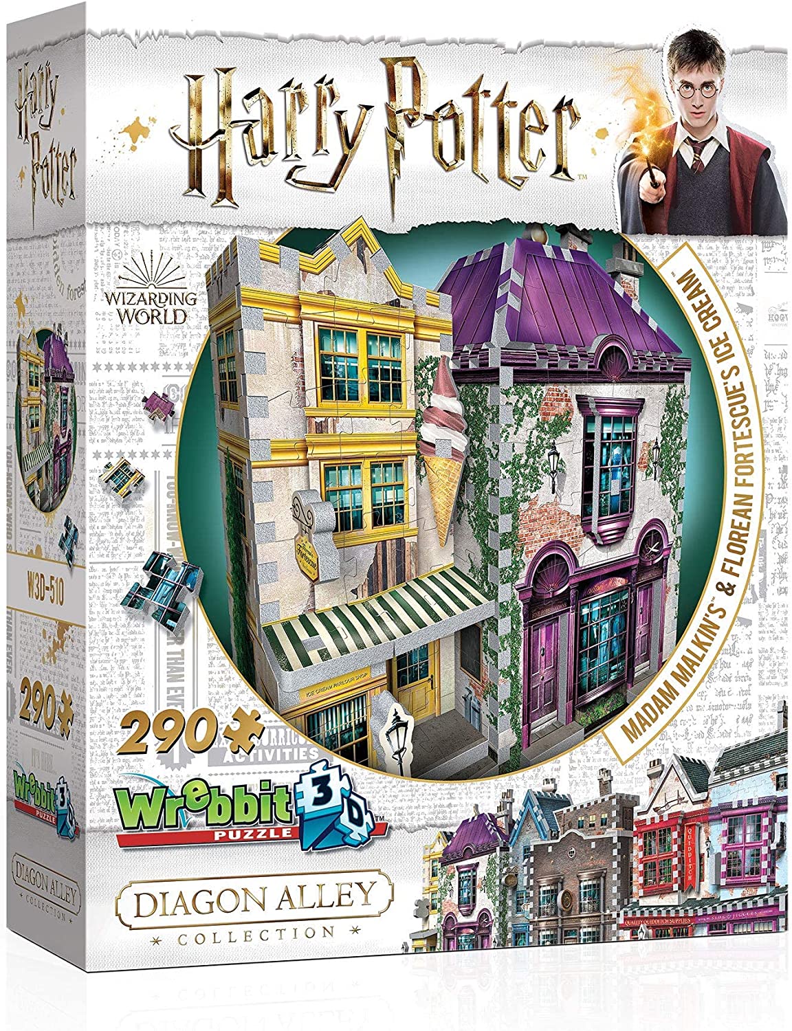 Wrebbit3D | Diagon Alley Collection: Madam Malkins & Florean Fortescues (290pc) | 3D Puzzle | Ages 14+