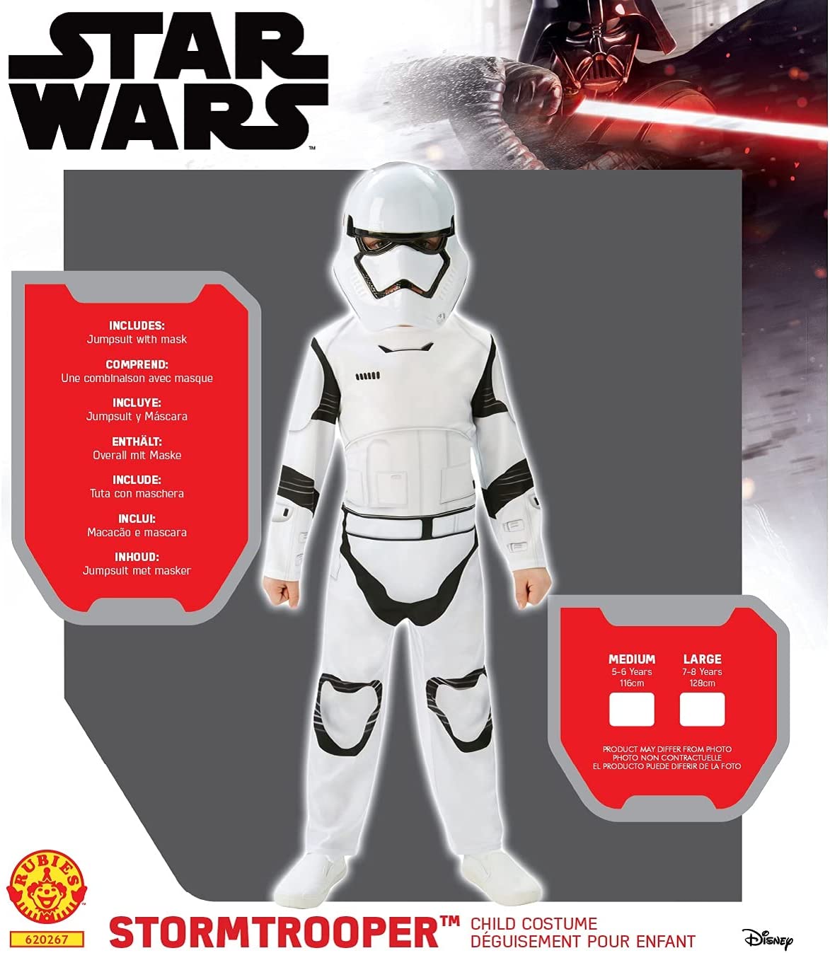 Rubie's Official Disney Star Wars Stormtrooper Classic Child Costume, Kids Fancy Dress
