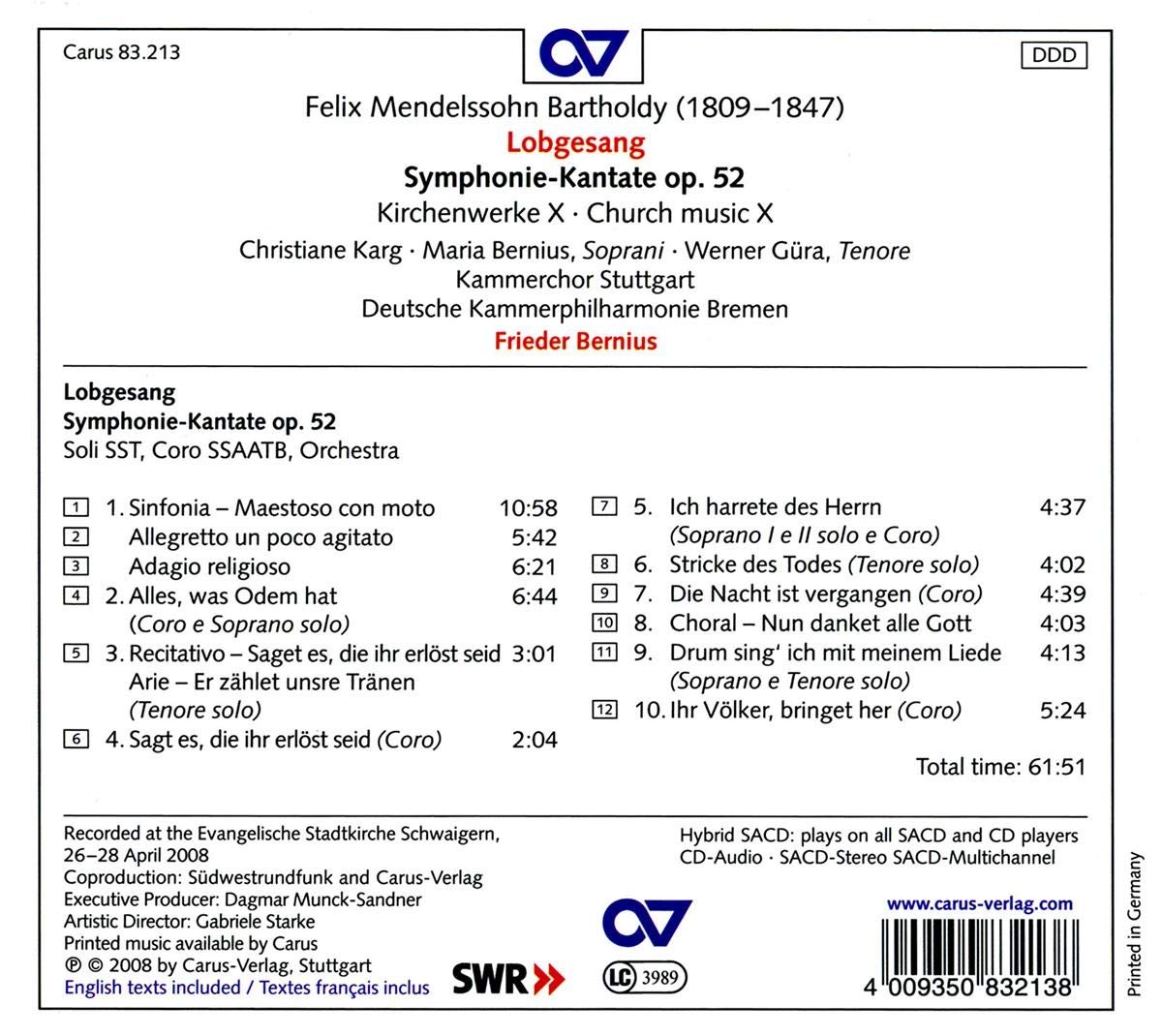 Felix Mendelssohn-Bartholdy: Symphony No. Lobgesang"