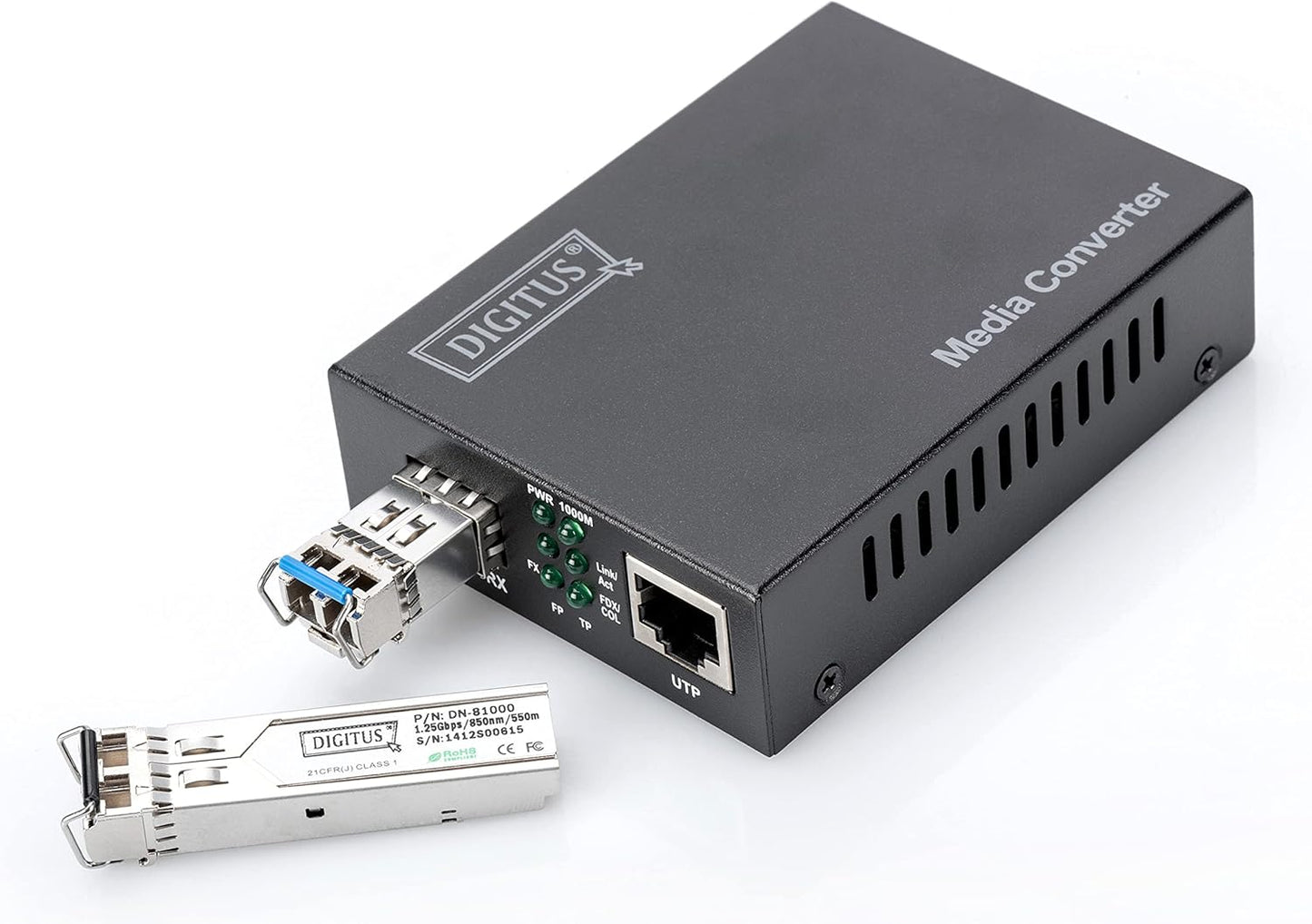 Digitus Assmann 82130 Gigabit Media Converter RJ45/SFP, Black