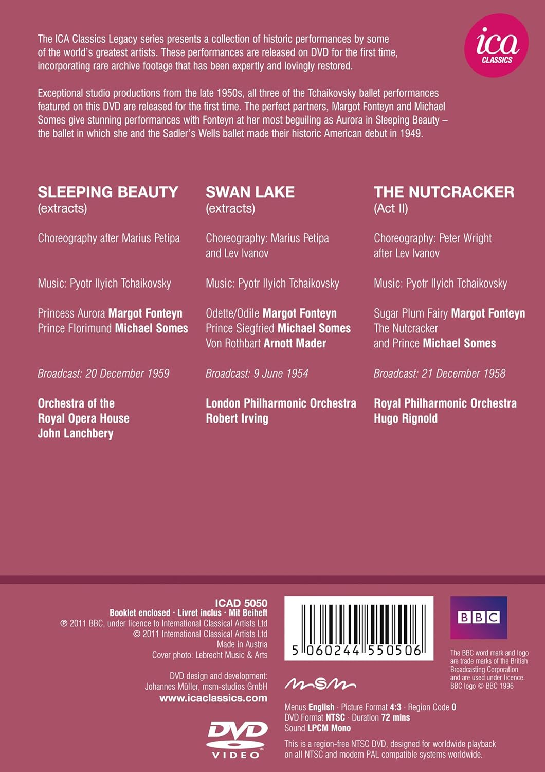 Tchaik: Fonteyn/ Somes (Extracts From Sleeping Beauty/ Swan Lake/ Nutcracker) (Ica Classics: ICAD 5050)
