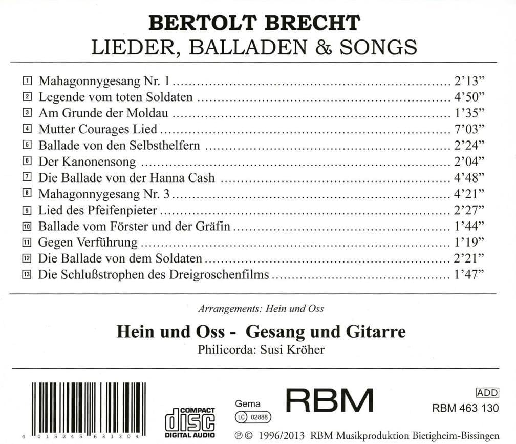 Bertolt Brecht - Balladen, Lieder & Songs