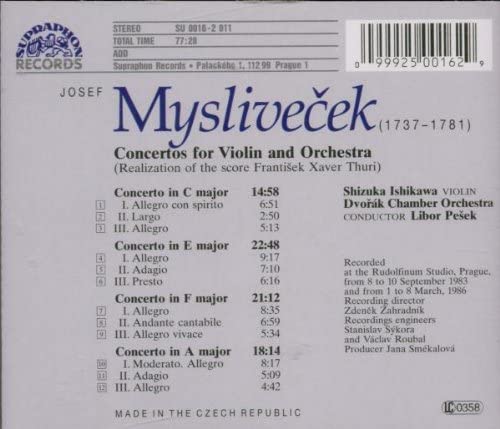 Myslivecek: Violin Concertos, Vol. 1
