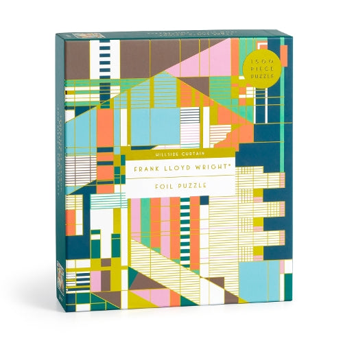 Galison Frank Lloyd Wright Curtain – Rompecabezas de Papel de Aluminio de 1500 Piezas con la icónica Cortina de Teatro Hillside con patrón geométrico, Color Obra de Arte (9780735381339