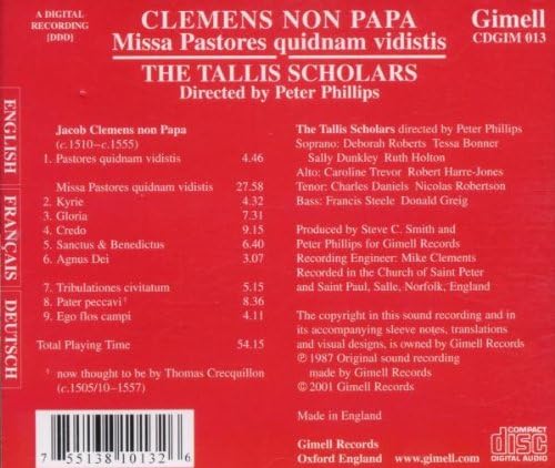 Missa Pastores Quidnam Vidistis (Tallis Scholars, Phillips)