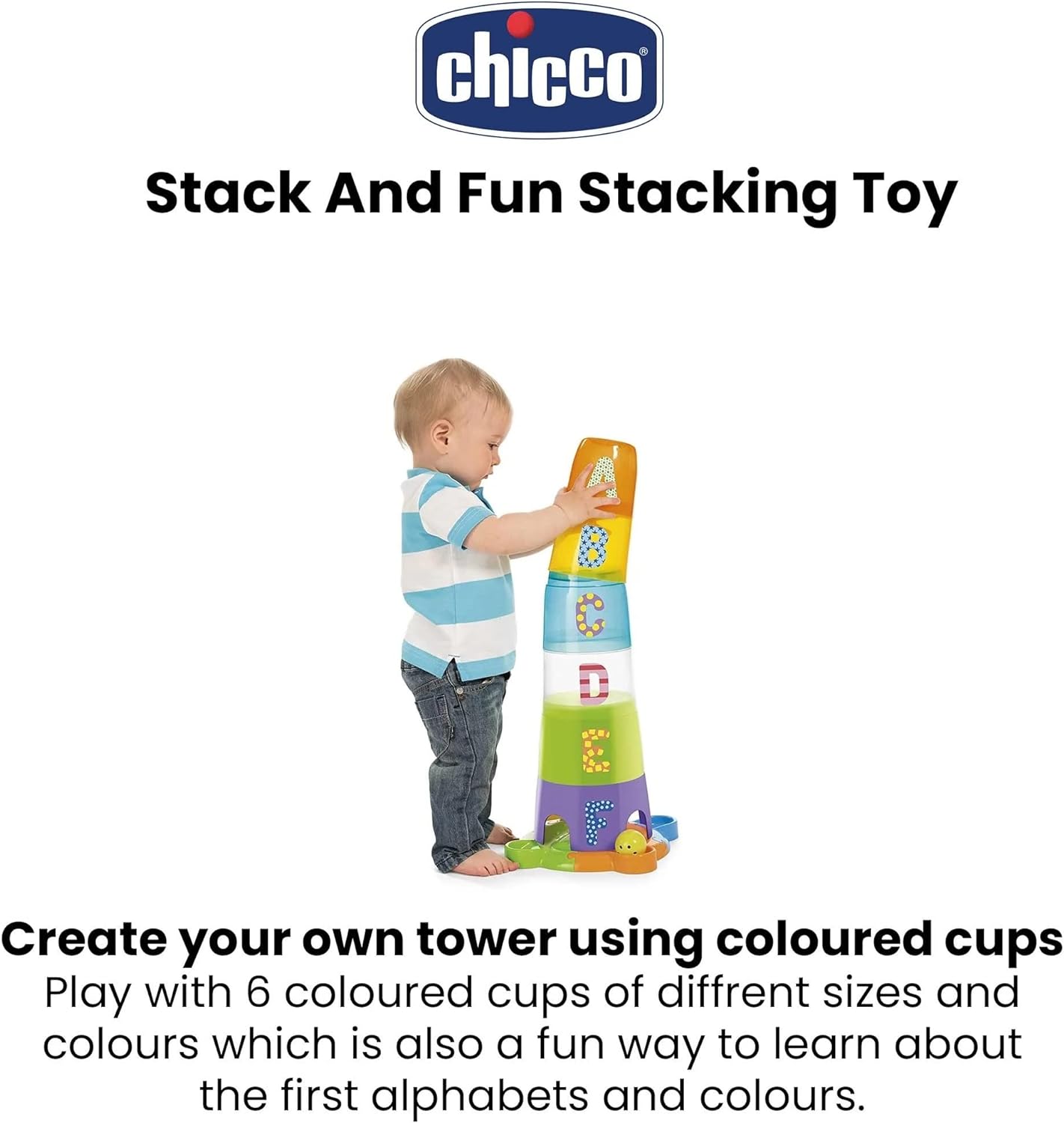 Chicco 13 Stapelbecher und Kugelbahn Fun Balls, Stacking Tower Game, 5