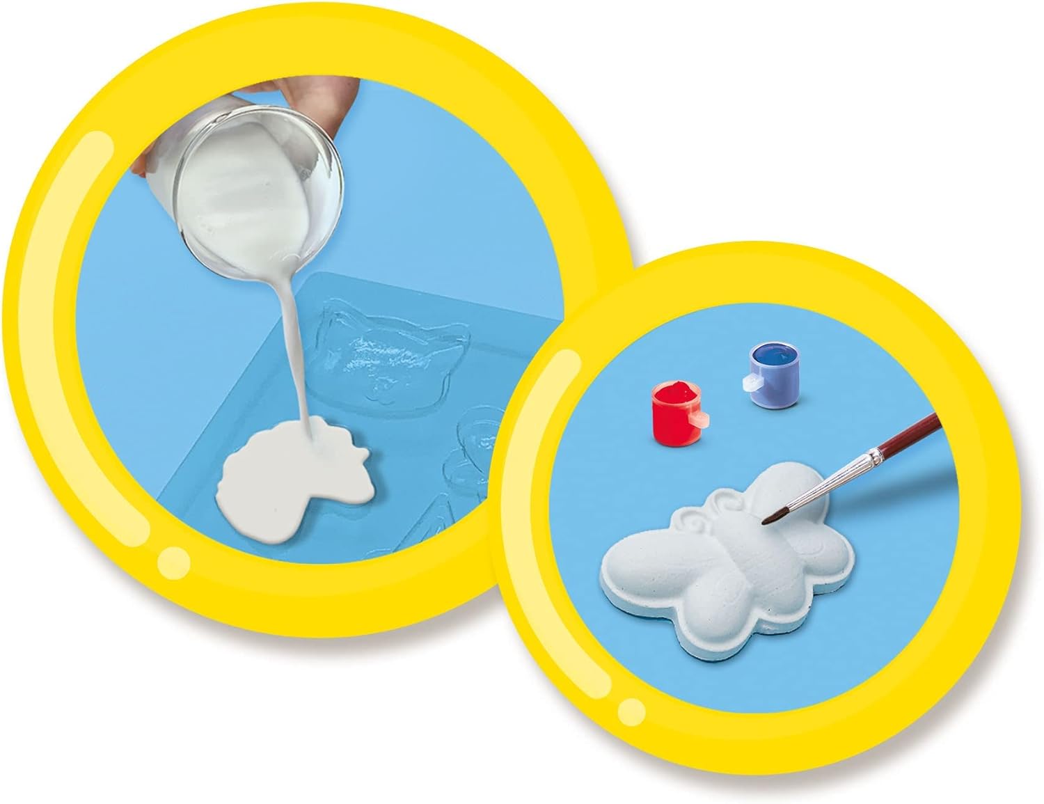 SES Creative 01133 Happy Figures Casting and Painting Kit, Brighten Your Day with Crafts, Mould and Paint Plaster Kit