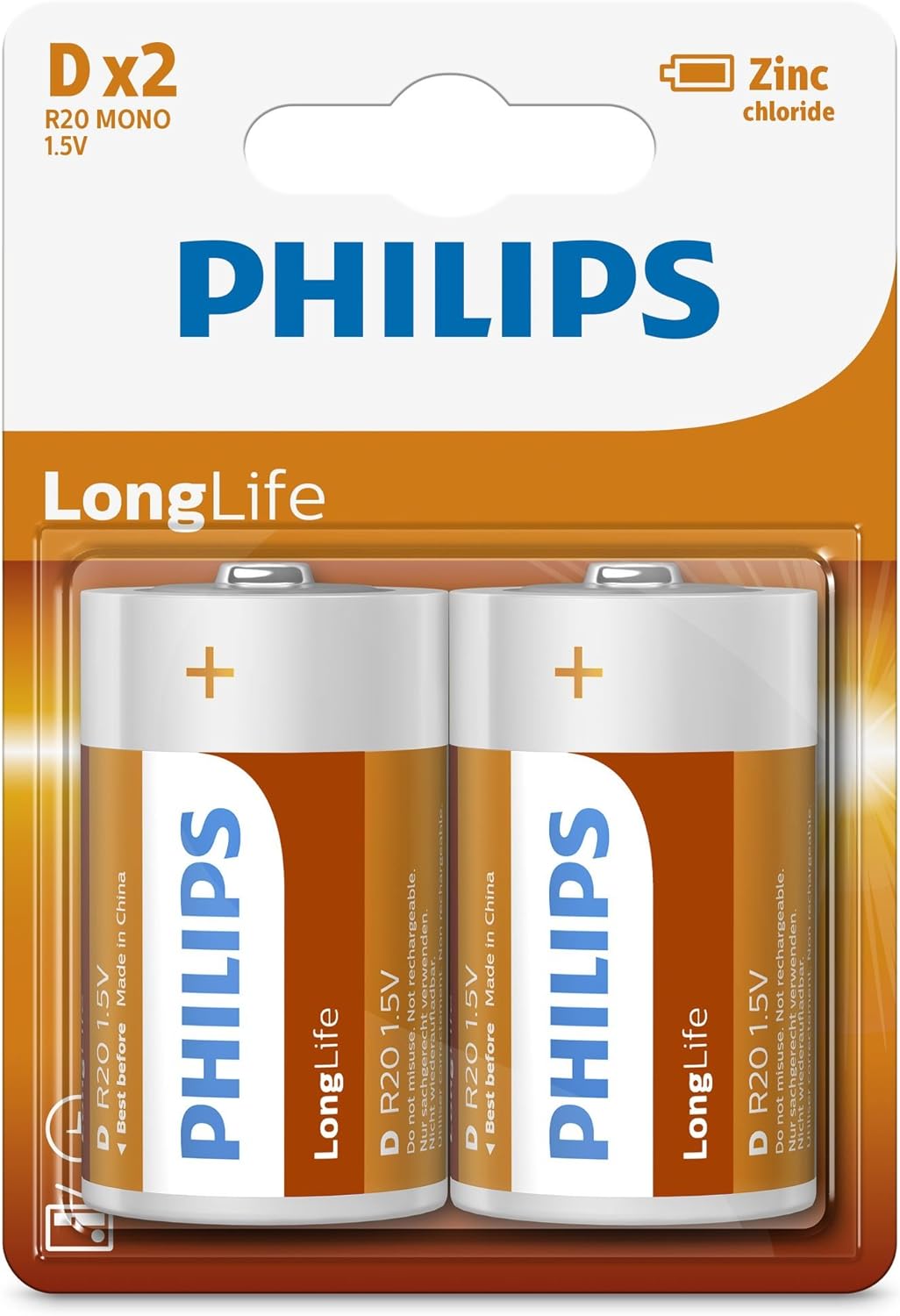 Philips - Philips Longlife Batterij Zinc D/R20 2st.