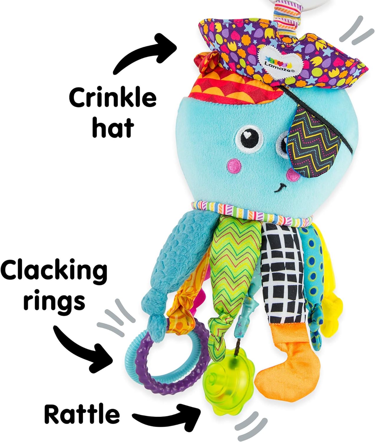 LAMAZE Rusty the Robot, Clip on Pram and Pushchair Newborn Baby Toy, Sensory Toy for Babies Boys and Girls from 0 to 6 Months