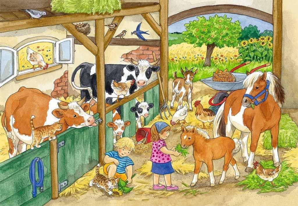 Ravensburger Puzzle – 09195 Child Classic – Day At The Farm – 2 x 24 Pieces unique