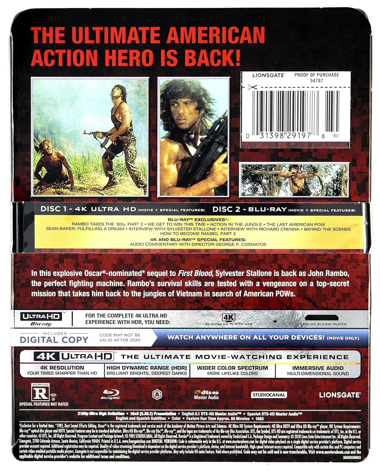 RAMBO: FIRST BLOOD PART II 4K Ultra HD + Blu-ray + Digital