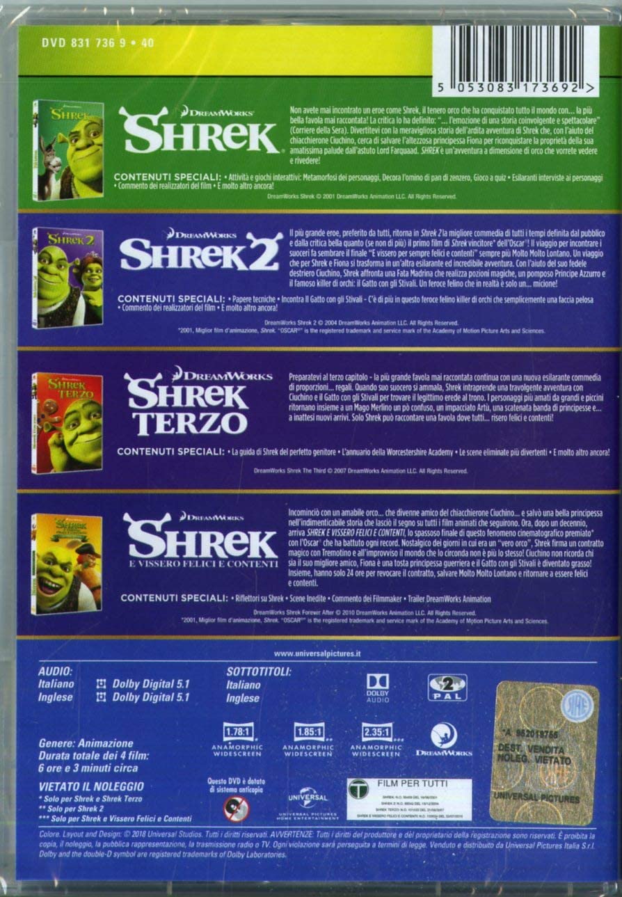 shrek 1-4 collection (4 dvd) box set DVD Italian Import