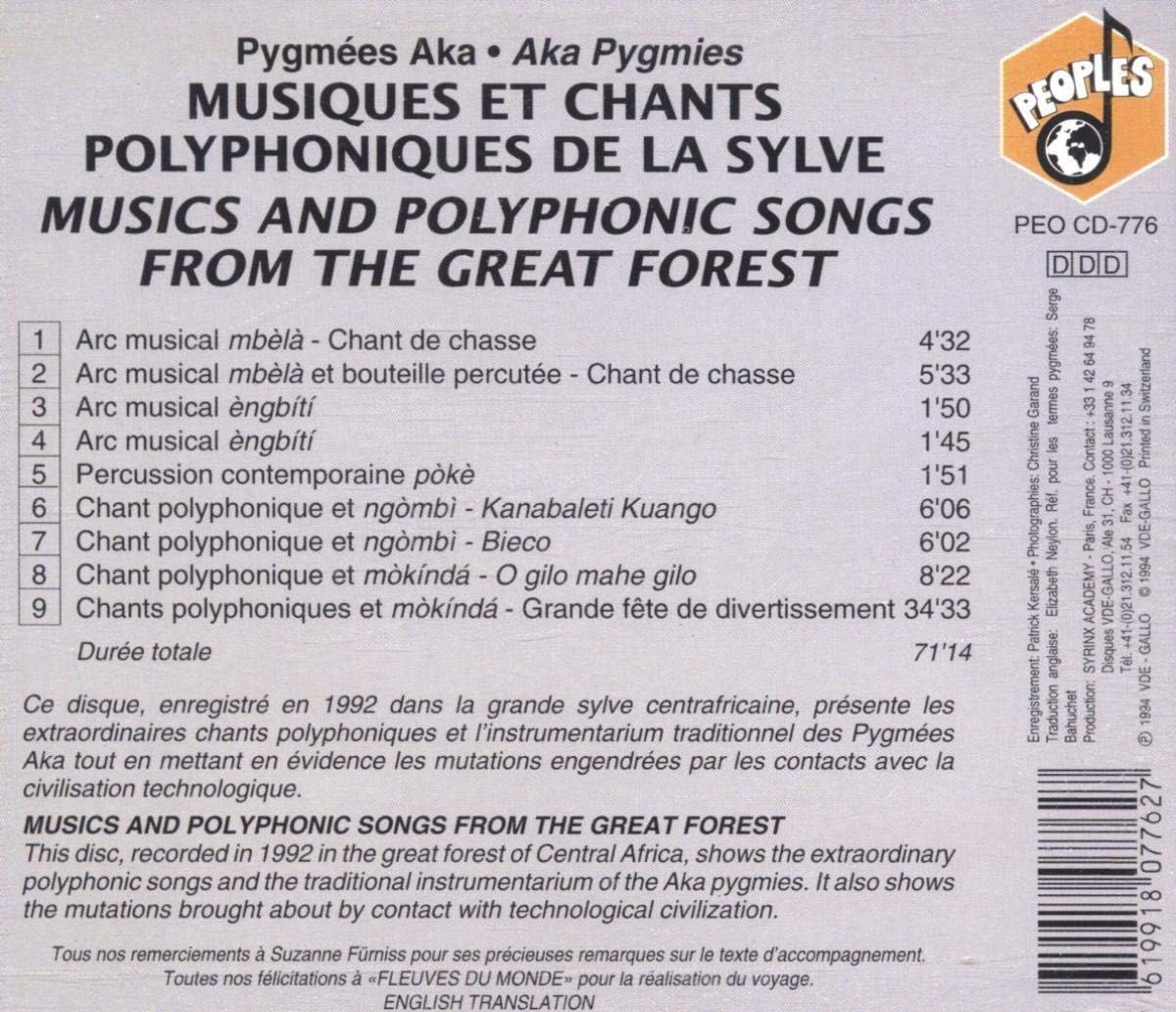 Various - Pygmees Aka, Centrafrique: Musiques
