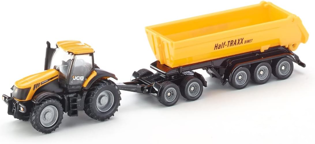 siku 1858, Tractor JCB con dolly y caja basculante, 1:87, Metal/Plástico, Amarillo, Caja basculante desmontable