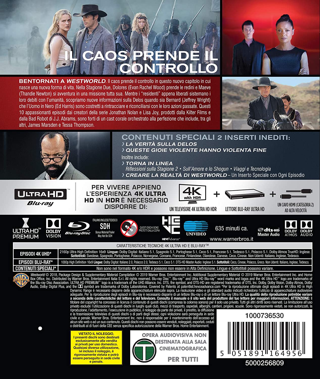 Westworld - Stagione 02 (3 4K Ultra Hd+3 Blu-Ray) (1 BLU-RAY)
