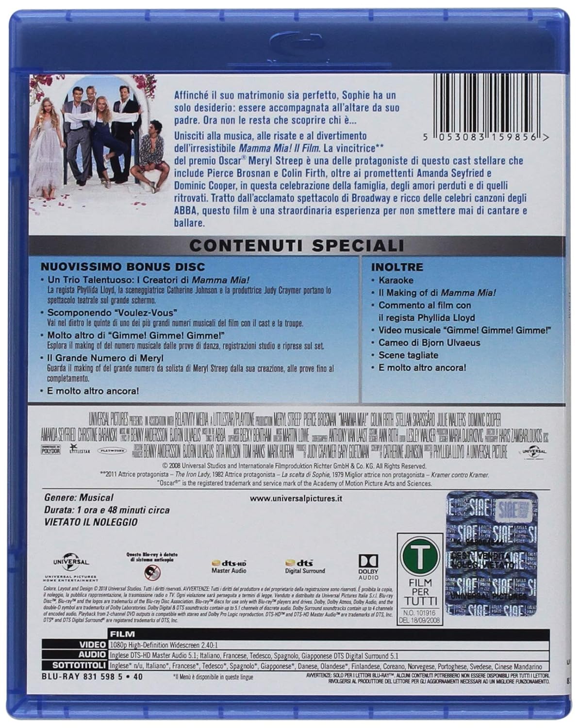 mamma mia! 10th anniversary edition (2 blu-ray) BluRay Italian Import