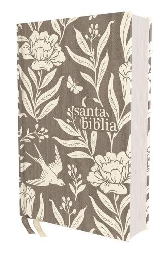 NVI, Santa Biblia, Texto revisado 2022, Tamaño Compacto, Tapa dura/Tela, Floral Gray, Palabras de Jesús en Rojo, Comfort Print (Spanish Edition
