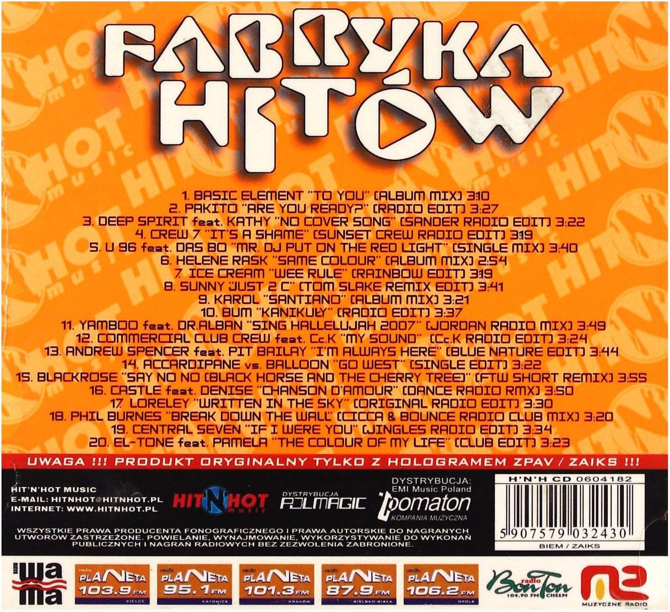 Basic Element / Pakito / Deep Spirit: Róşni Wykonawcy: Fabryka Hitow Lato 2007
