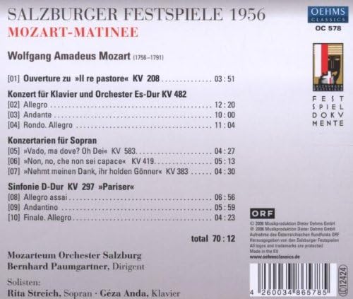 Salzburg Festival 1956 (Paumgartner, Mozarteum Orch, Anda)