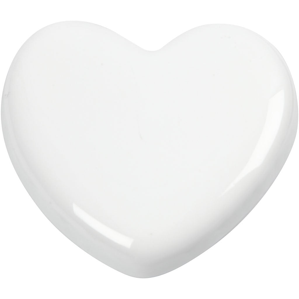 Heart, size 6,5x6,5 cm, thickness 10 mm, white, 1pc