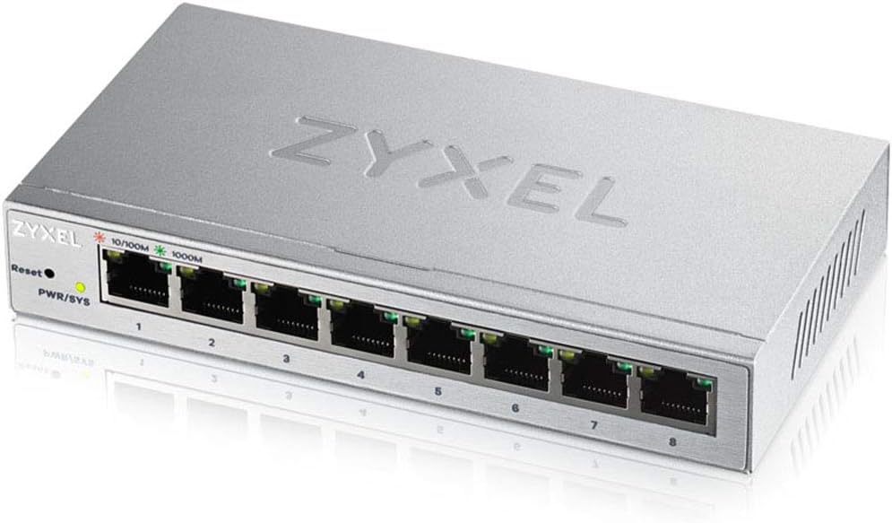 Zyxel 8 Port Gigabit Web Managed Switch | Plug & Play | Supports VLAN, QoS, IGMP & LAG | Fanless