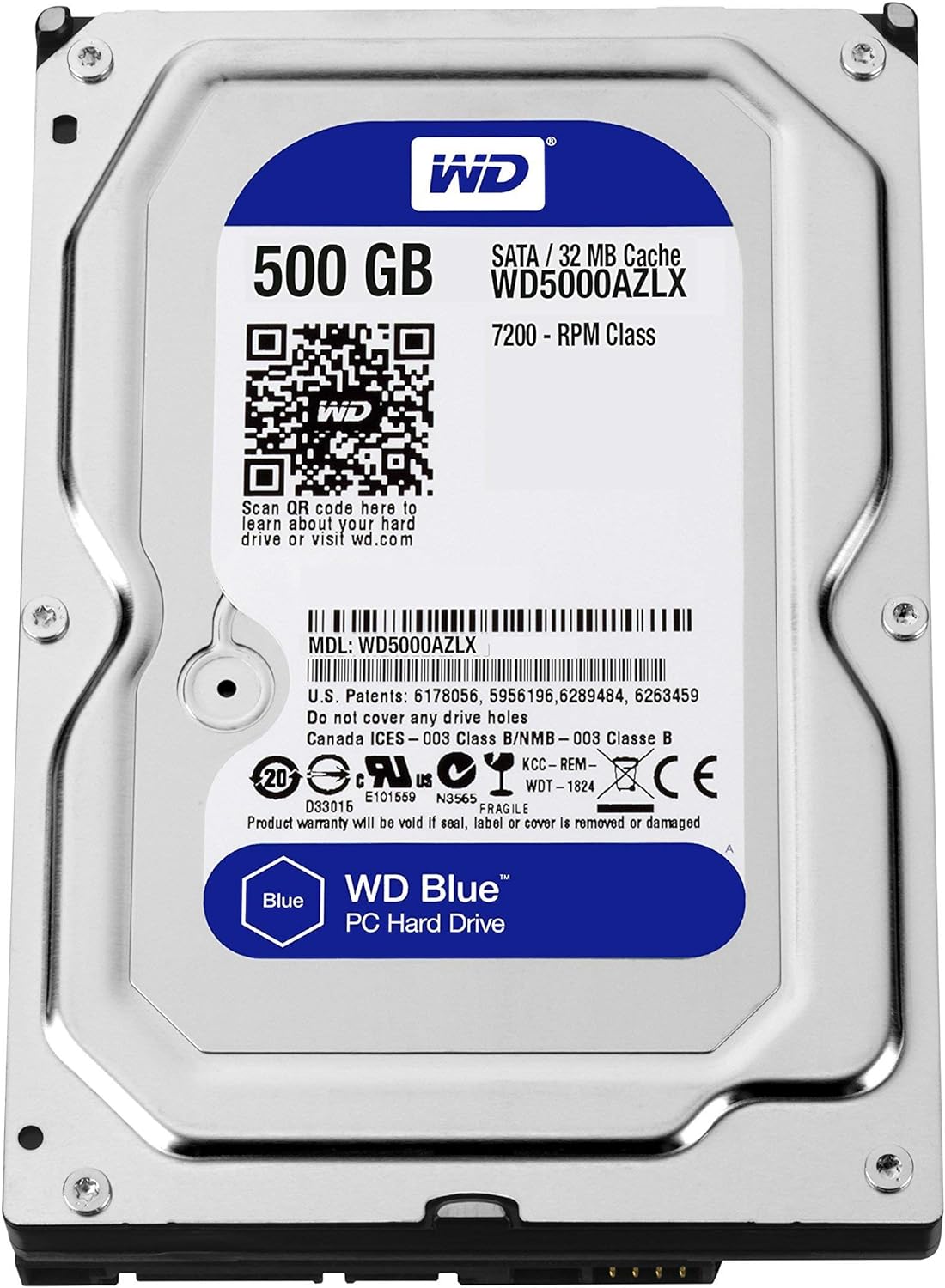 Western Digital Blue Desktop 500 GB 7200RPM SATA III 3.5-Inch PC Hard Drive - Black