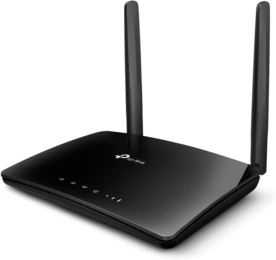 TP-Link TL-MR6400 300 Mbps 4G Mobile Wi-Fi Router, SIM Slot Unlocked, No Configuration Required, Removable External Wi-Fi Antennas, UK Plug, Black