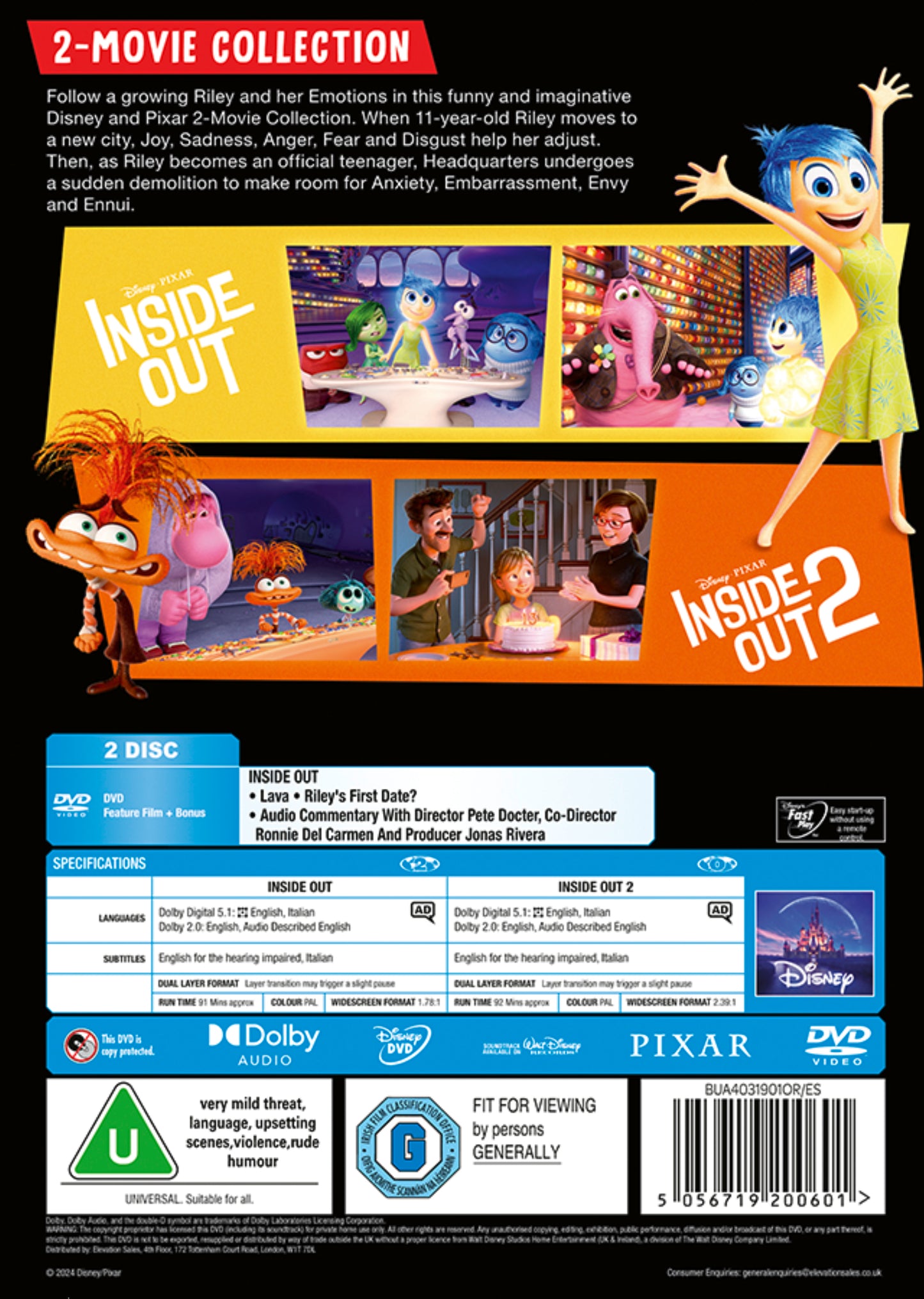 Disney Pixar's Inside Out 2-Movie Collection