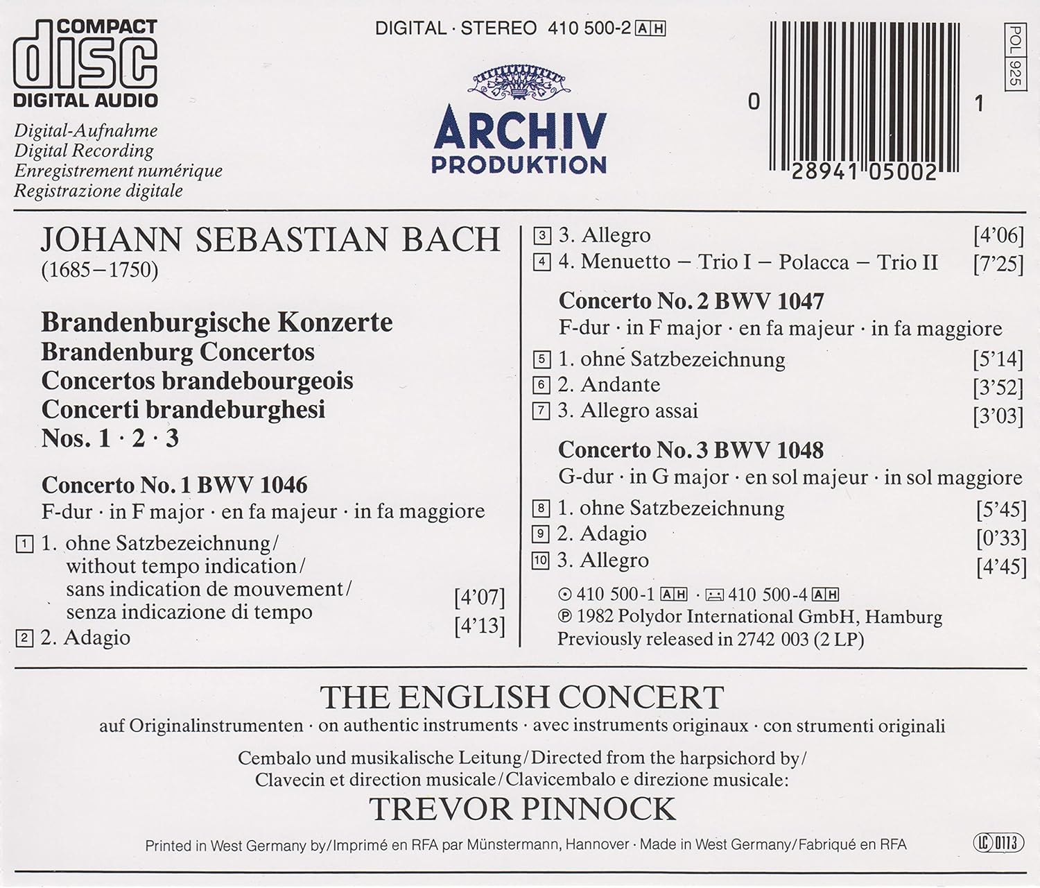 Bach:Brandenburg Concertos 1-3