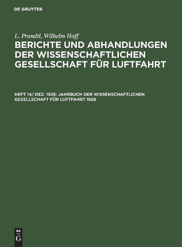 Jahrbuch der Wissenschaftlichen Gesellschaft für Luftfahrt 1926 (German Edition