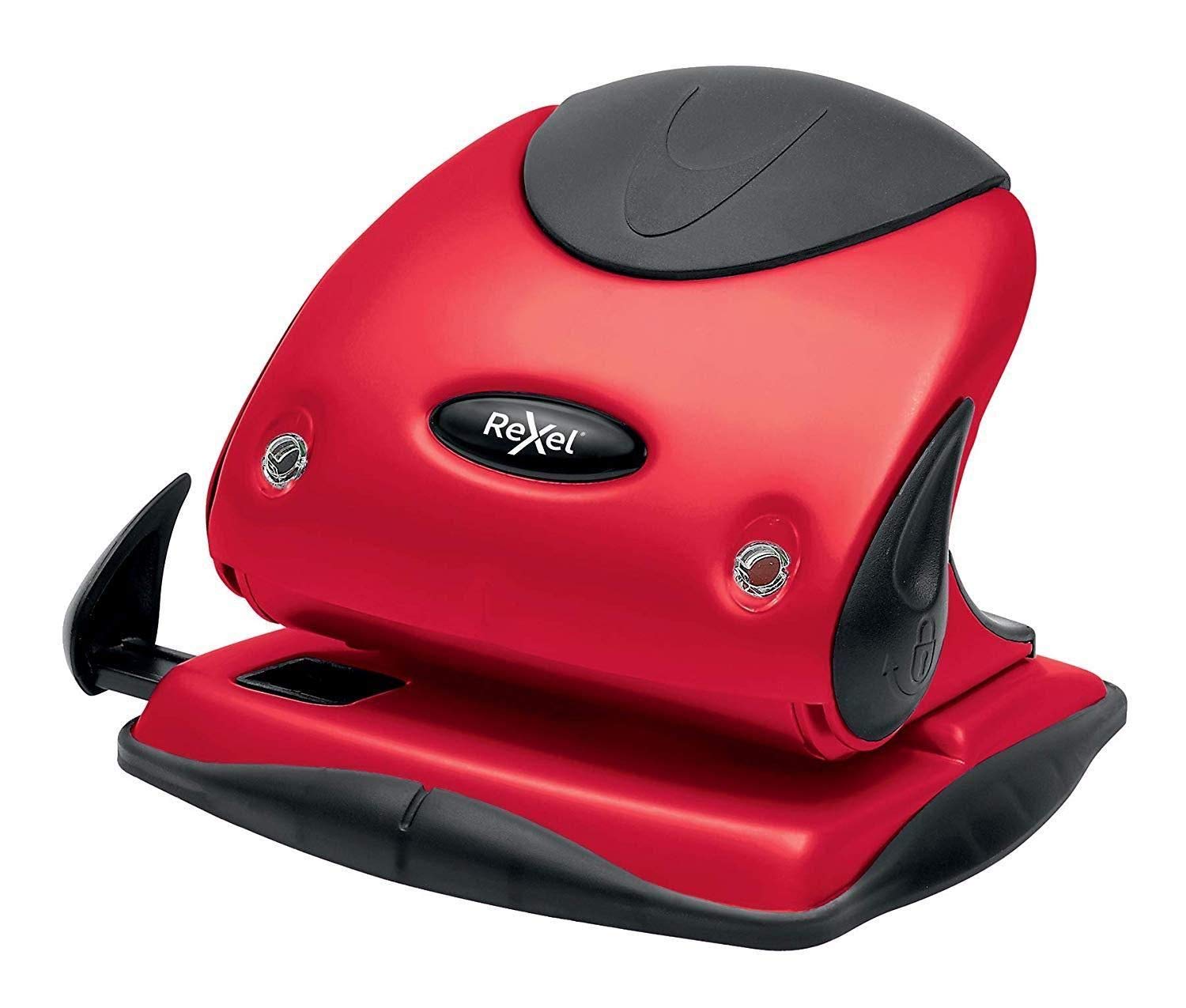 Rexel Choices P225 2 Hole Punch, 25 Sheet Capacity, Paper Alignment Indicator, Metal, Red, 2115692