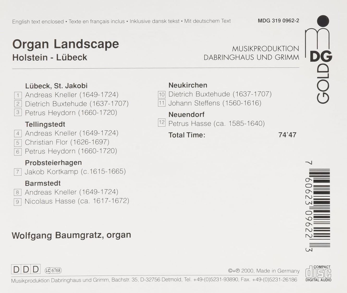 Orgellandschaft Holstein / Lübeck