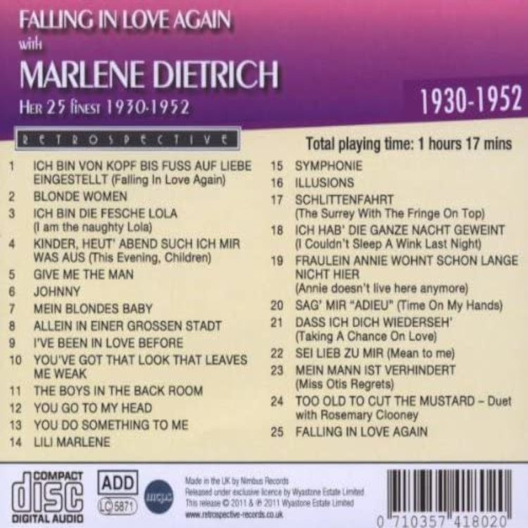 Falling in Love Again With Marlene Dietrich: Her 25 Finest 1930-1952