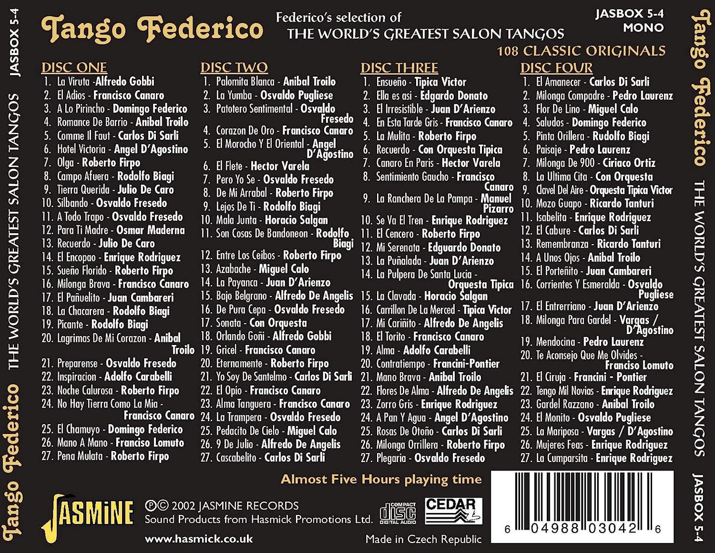 Federicos Selection of the the Worlds Greatest Salon Tangos