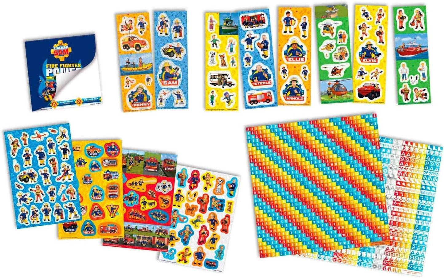 Totum Creative Kit – Fireman Sam – Sticker Box 12R + 2S + Bookl – Box of Stickers Over 1000 with Notebook
