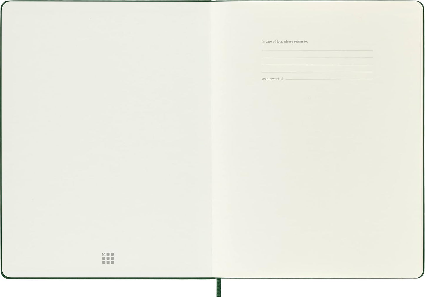 Moleskine Classic Dotted Paper Notebook, Hard Cover and Elastic Closure Journal, Color Myrtle Green, Size Extra Large 19 x 25 cm, 192 Pages