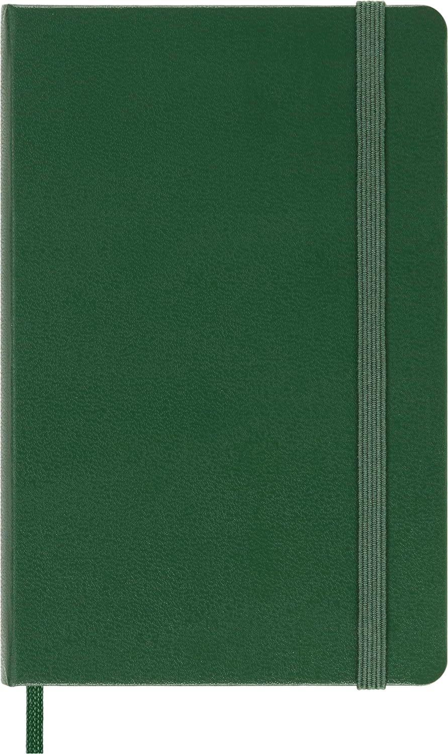 Moleskine Classic Ruled Paper Notebook, Hard Cover and Elastic Closure Journal, Color Myrtle Green, Size Pocket 9 x 14 cm, 192 Pages