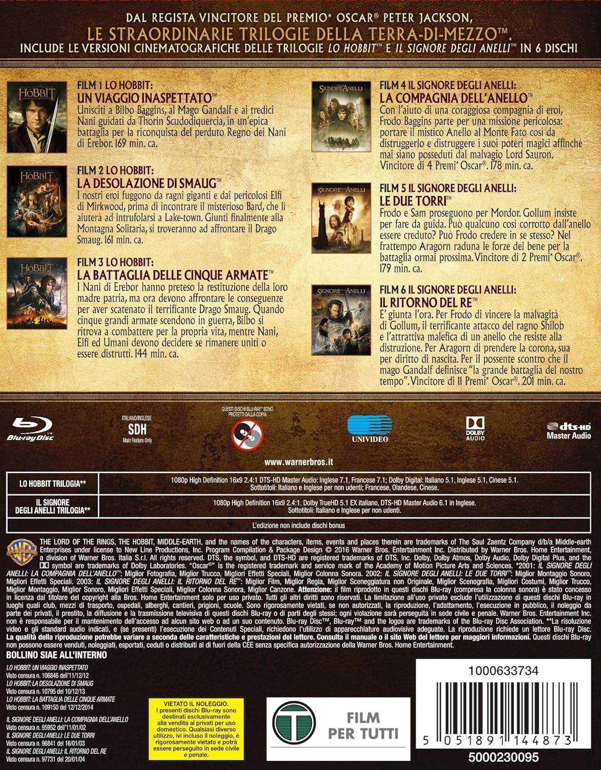Signore Degli Anelli/Hobbit-6 Film Theatrical Version (6 Blu-Ray)