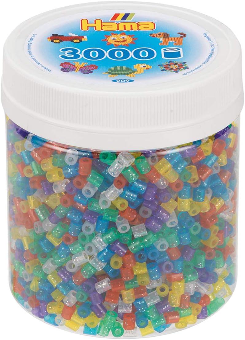 Hama 209-54 3,000 Midi Beads-Glitter Mix, Multicolour, One Size