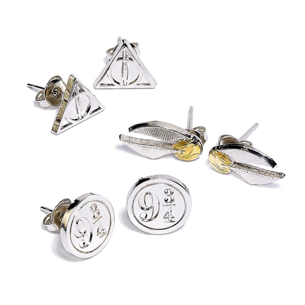 HARRY POTTER Symbols Damen-Ohrringe-Set, silberfarben