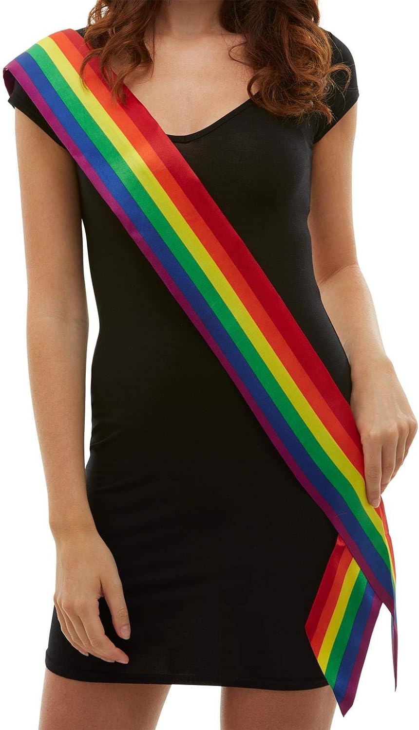 Smiffys Rainbow Sash, Multi-Coloured
