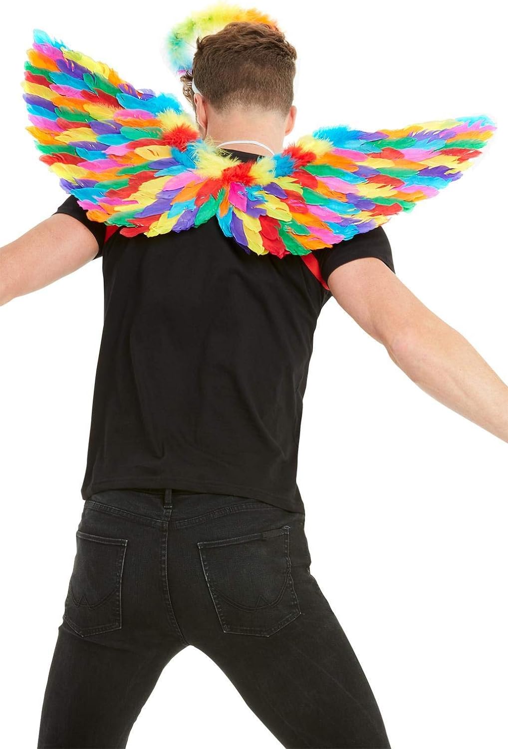 Smiffys Rainbow Feather Wings, Multi-Coloured