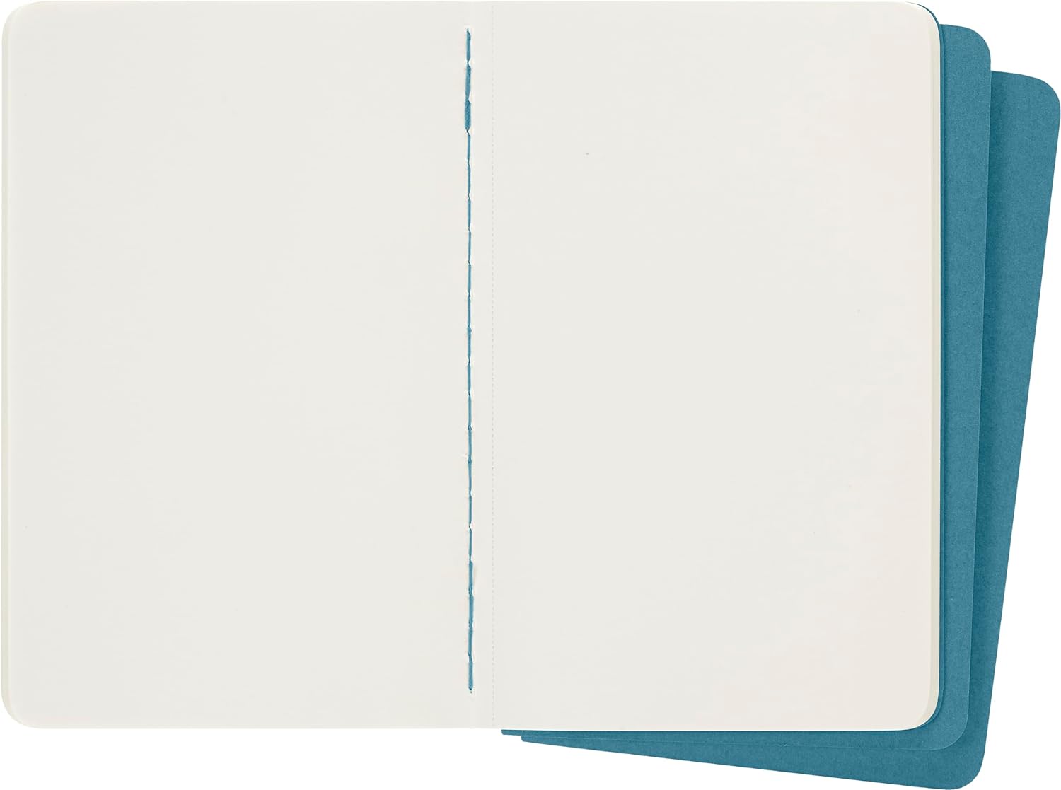 Moleskine Cahier Journal, Set 3 Notebooks with Plain Pages, Cardboard Cover with Visible Cotton Stiching, Colour Brisk Blue, Pocket 9 x 14 cm, 64 Pages