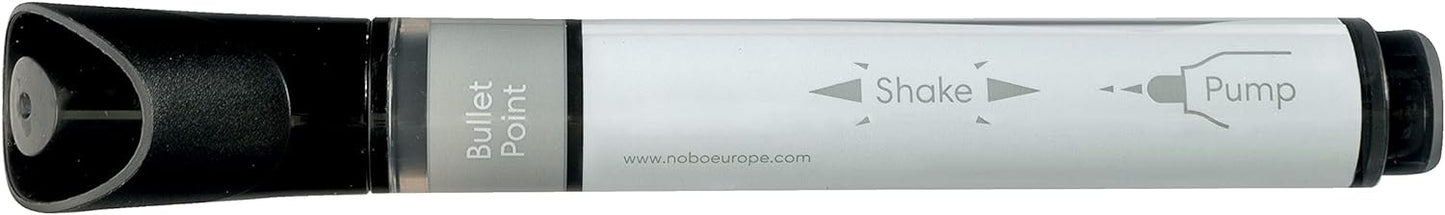 Nobo Liquid Ink Glass Whiteboard Pens, 3mm Bullet Tip, 4 Pack, Dry Erase Markers, Assorted Colours, 1905324