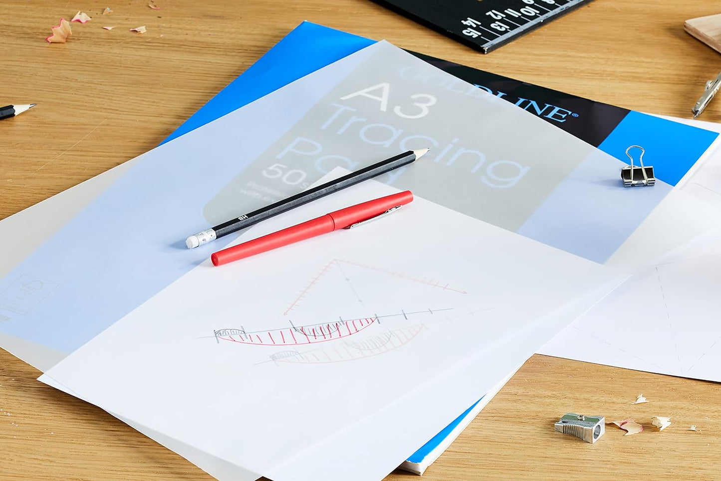 Clairefontaine - Ref GPT1A3Z - Goldline Professional Tracing Pad (Contains 50 Sheets) - A3 (420 x 297mm) in Size, 90gsm Paper, FSC-Certified - Suitable for Tracing Items